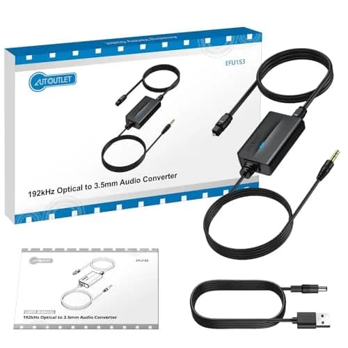AUTOUTLET Optical to 3.5mm Converter | 192kHz/24-bit DAC | PCM Audio Output | Black thumbnail 8