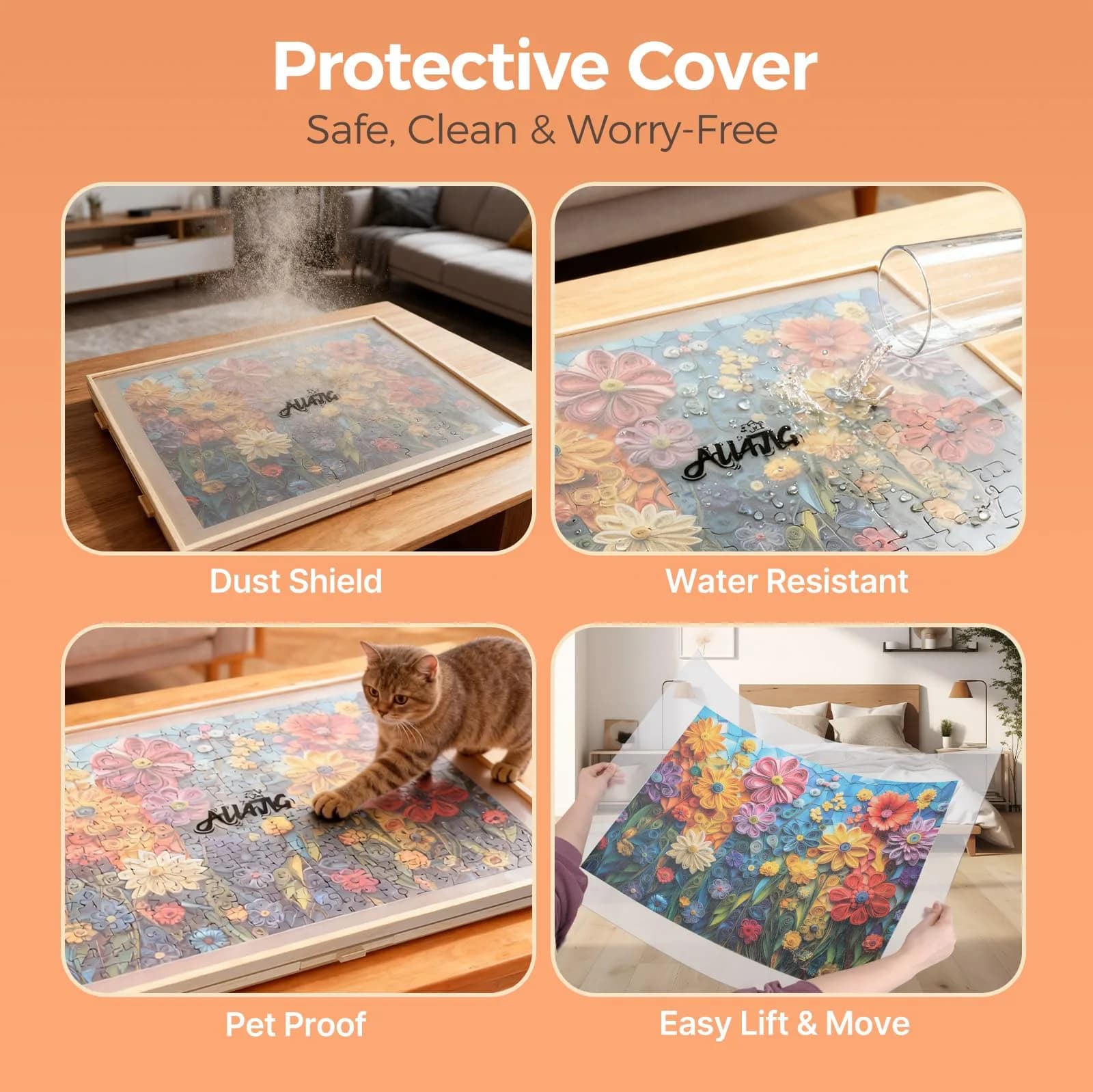 ALL4JIG Rotating Puzzle Board with 6 Drawers & Cover, 22.44"x30.16" Portable Wooden Jigsaw Puzzle Table | Educational STEM Learning - view 4