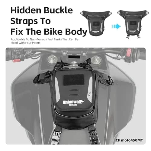 Rhinowalk Motorcycle Fuel Tank Bag, Magnetic Quick Release, Black, One Size | Multifunctional Leg & Waist Bag thumbnail 5