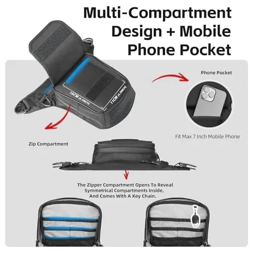 Rhinowalk Motorcycle Fuel Tank Bag, Magnetic Quick Release, Black, One Size | Multifunctional Leg & Waist Bag thumbnail 6