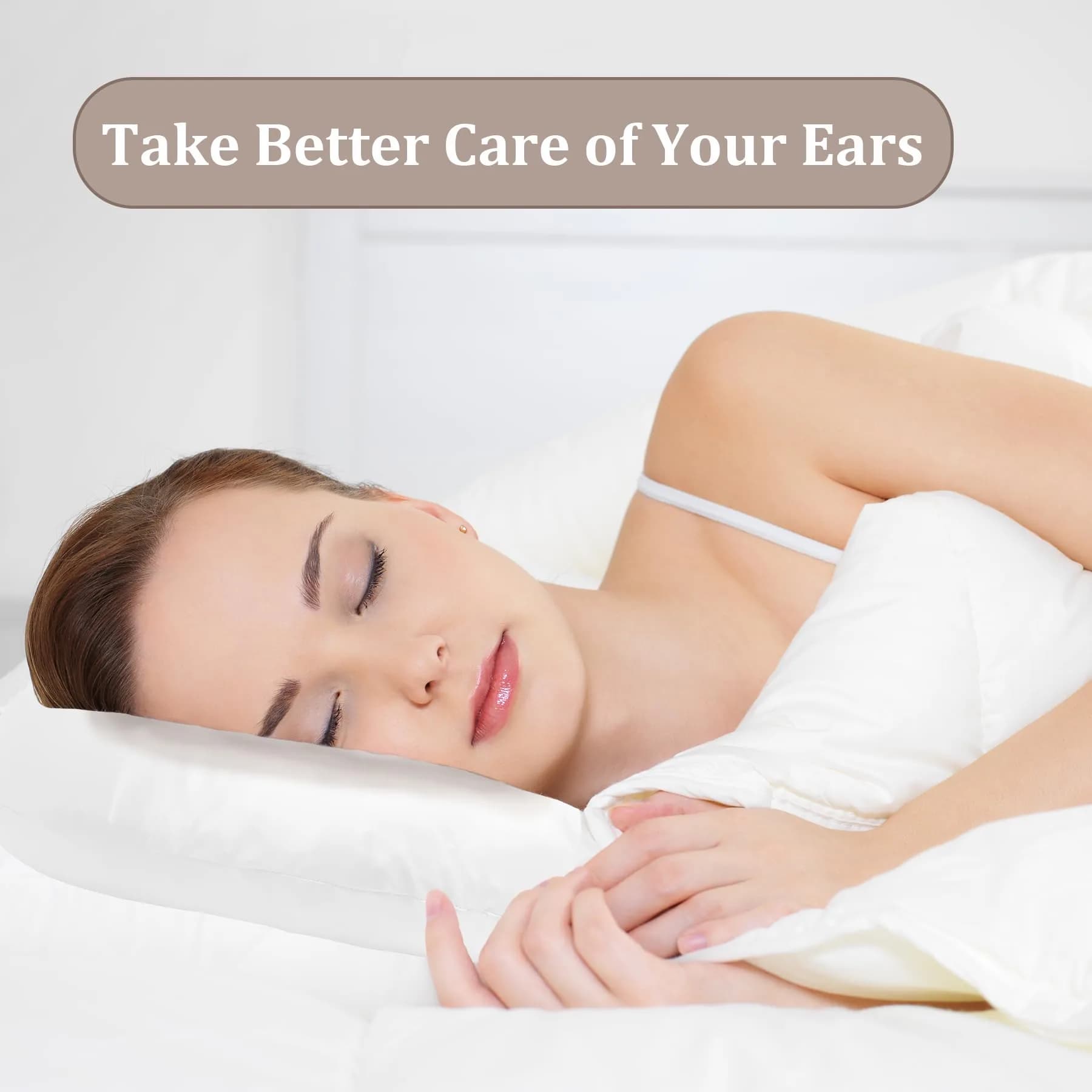Wuronsa Cooling Silk Ear Pillow with Hole | 23cm (9") x 8.9cm (3.5") - view 6