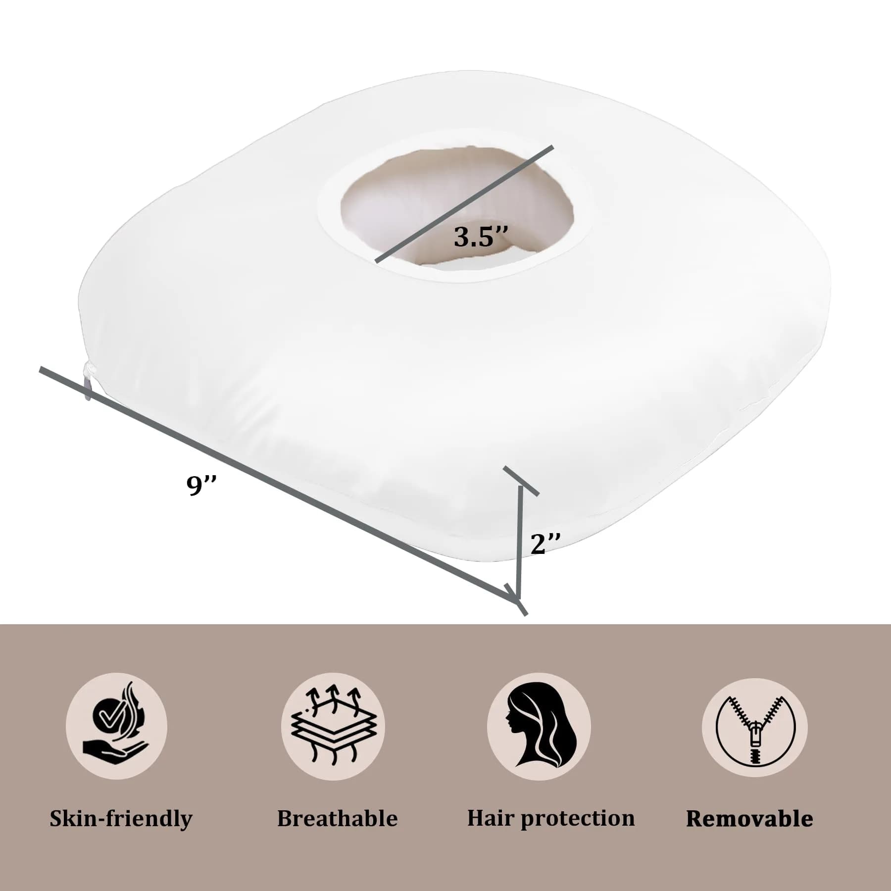 Wuronsa Cooling Silk Ear Pillow with Hole | 23cm (9") x 8.9cm (3.5") - view 4