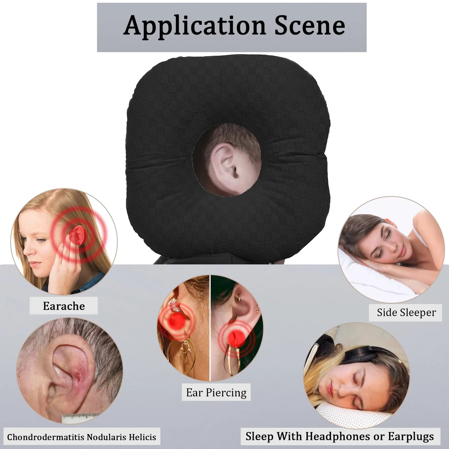 Wuronsa Cooling Ear Piercing Pillow with Hole | 23cm (9")L x 8.9cm (3.5")W - view 2