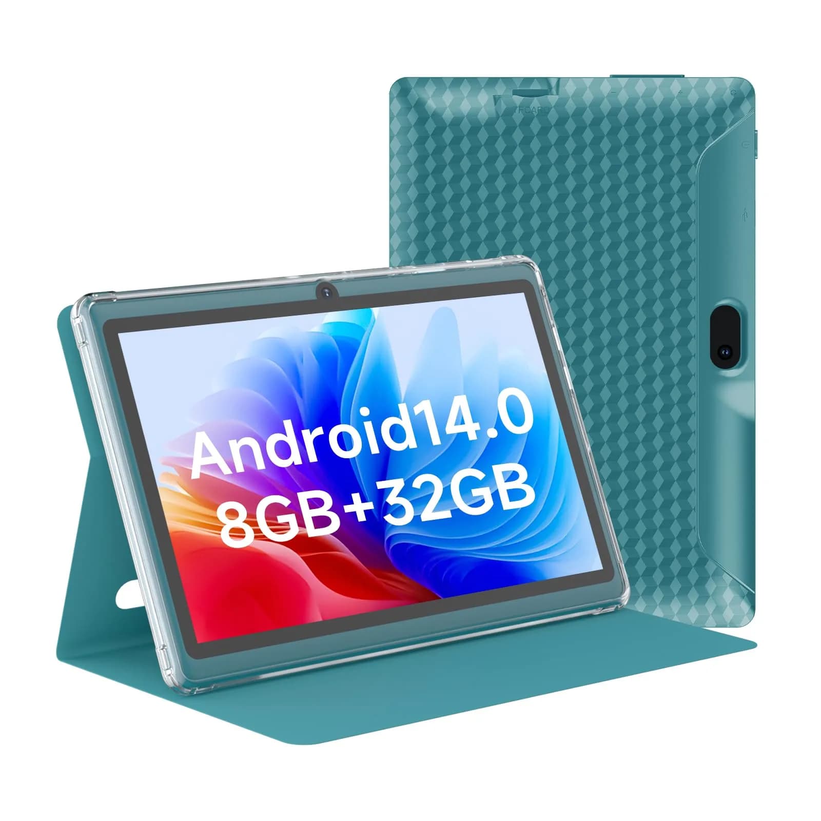 HOTTABLET 7-Inch Android 14 Tablet with Case, 8GB RAM (3+5GB Expand) + 32GB ROM, IPS Screen, Dual Camera, WiFi (Navy) — Navy Blue