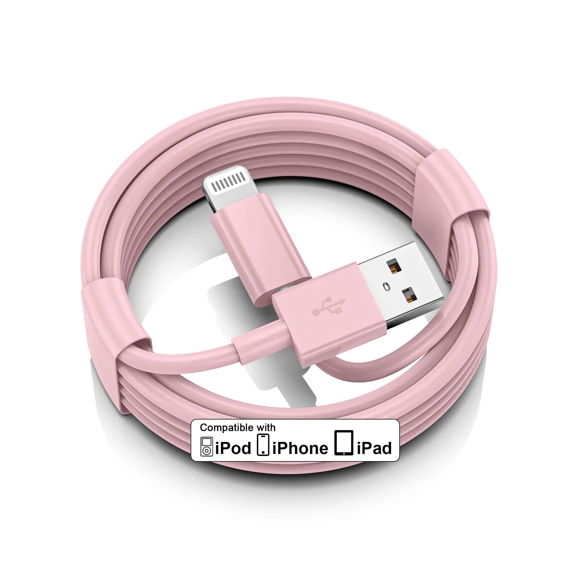 FUPYWP iPhone Car Charger Cord, USB to Lightning Cable, 3FT Pink | CarPlay Compatible & Durable