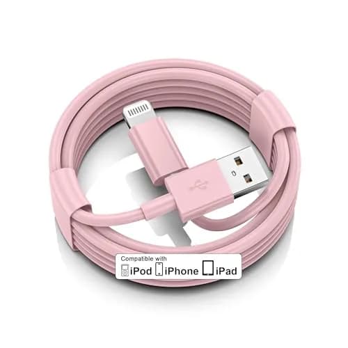 FUPYWP iPhone Car Charger Cord, USB to Lightning Cable, 3FT Pink | CarPlay Compatible & Durable thumbnail 1