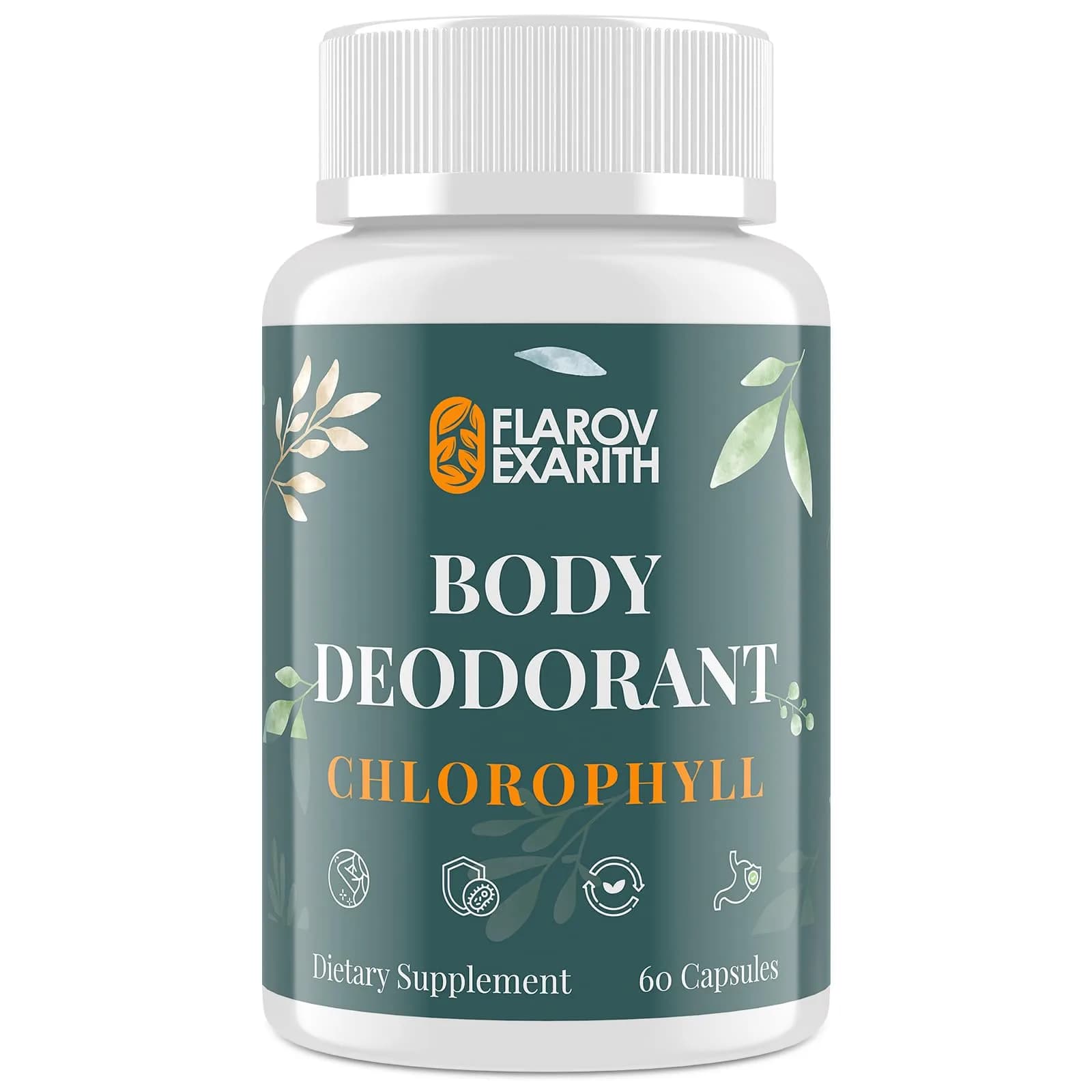 Flarovexarith Women's Body Deodorizing Supplement – Chlorophyll Capsules for Odor, Breath & Gut Detox (60 Caps) | Vegan with Matcha & Apple Cider Vinegar