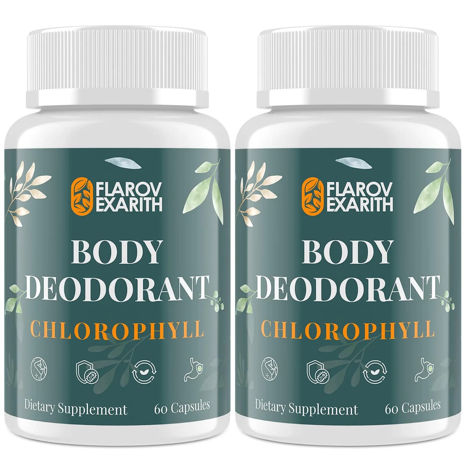 Flarovexarith Body Deodorizing Supplement – Chlorophyll Capsules for Body Odor, 120 Count | Natural Deodorizing Formula - main product image
