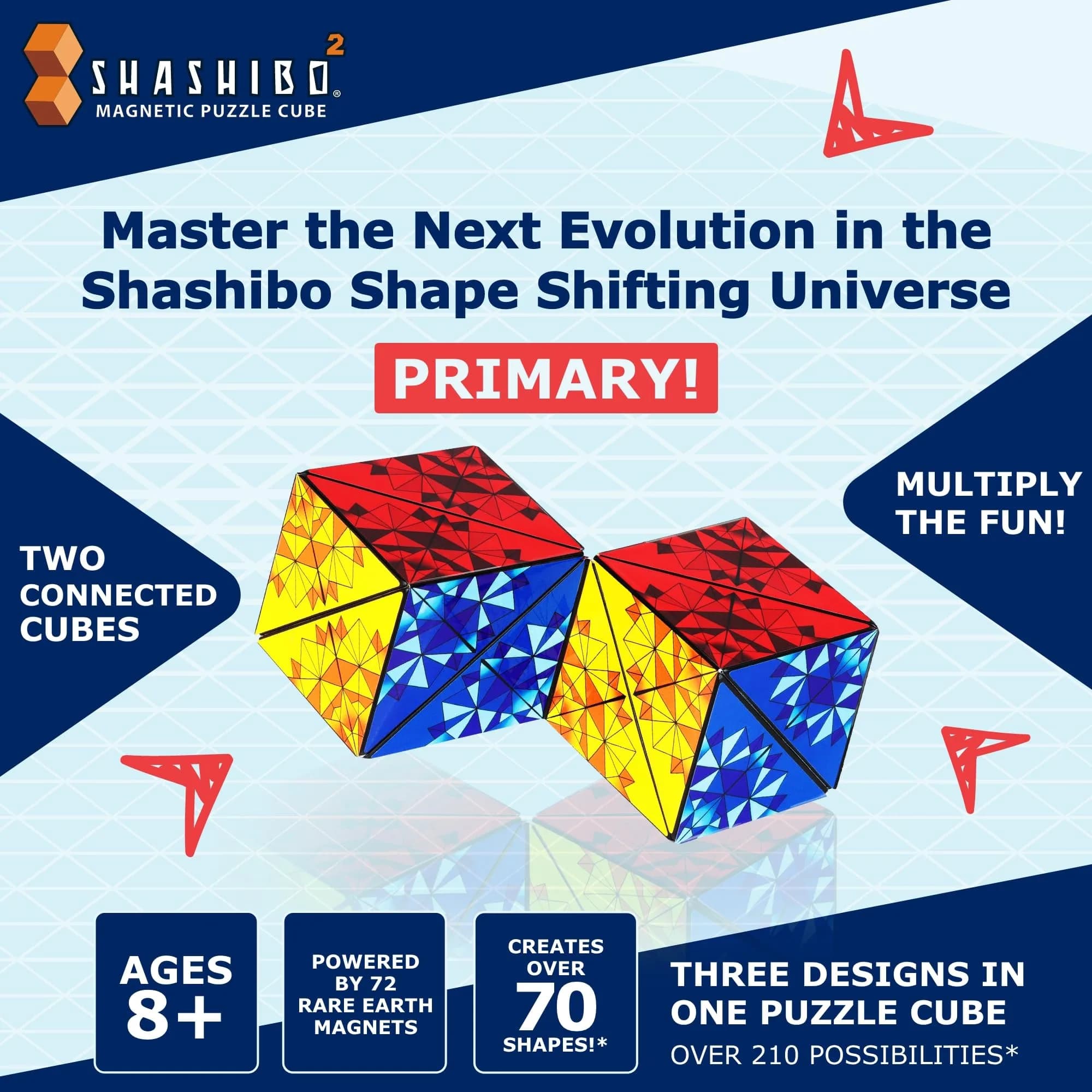 Shashibo Sensory Fidget Toy for Adults & Kids, Primary (ICOSA) | Shape Shifting Cube for Stress Relief - view 2