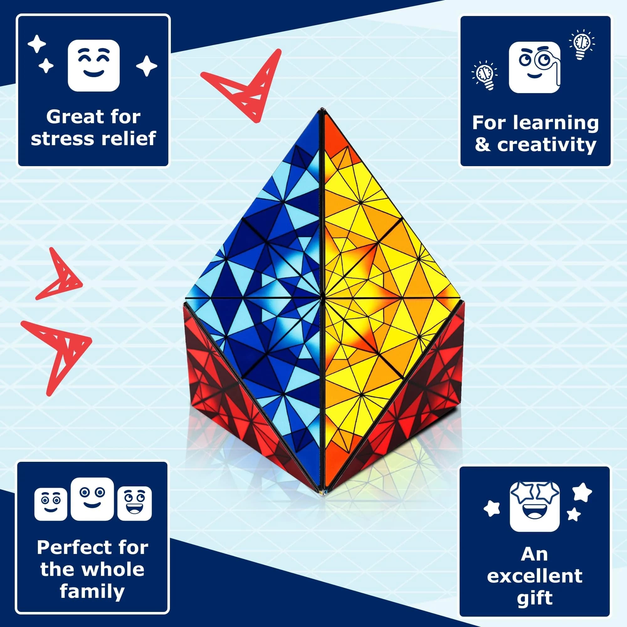 Shashibo Sensory Fidget Toy for Adults & Kids, Primary (ICOSA) | Shape Shifting Cube for Stress Relief - view 3