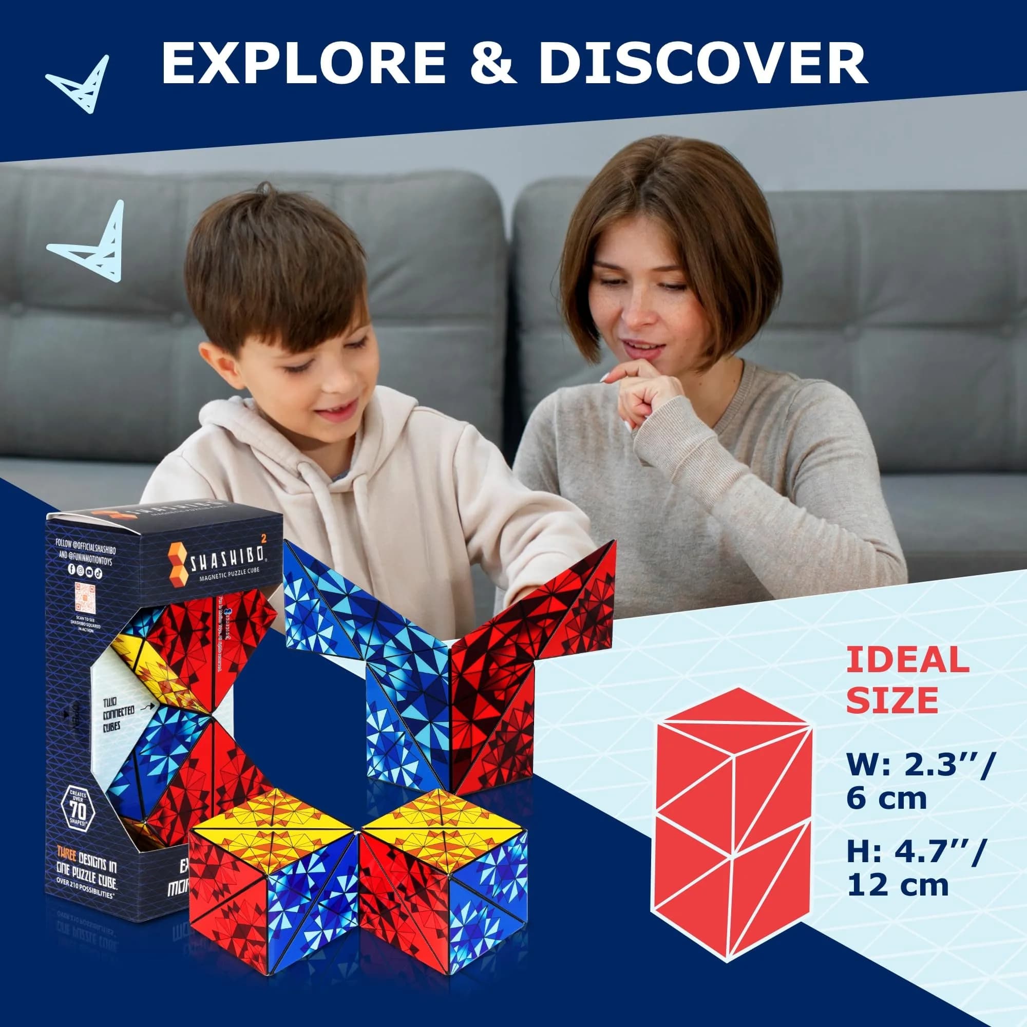 Shashibo Sensory Fidget Toy for Adults & Kids, Primary (ICOSA) | Shape Shifting Cube for Stress Relief - view 4