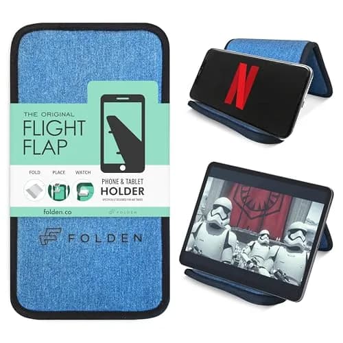 Flight Flap Airplane Phone Holder - Foldable Phone Stand for Plane Travel | Durable Denim, Lightweight & Travel-Friendly (70-120 chars) thumbnail 1