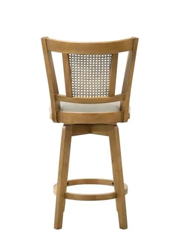 Armen Living Isla 30 in. Amber Glow Rubberwood Swivel Barstool with Ivory Fabric Seat | Elegant, Durable & Comfortable (70-120c) thumbnail 8