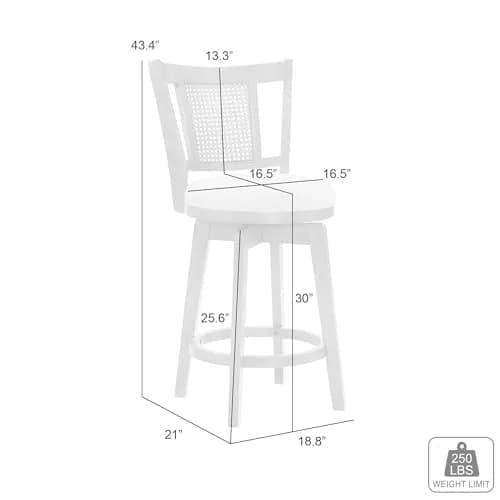 Armen Living Isla 30 in. Amber Glow Rubberwood Swivel Barstool with Ivory Fabric Seat | Elegant, Durable & Comfortable (70-120c) thumbnail 3