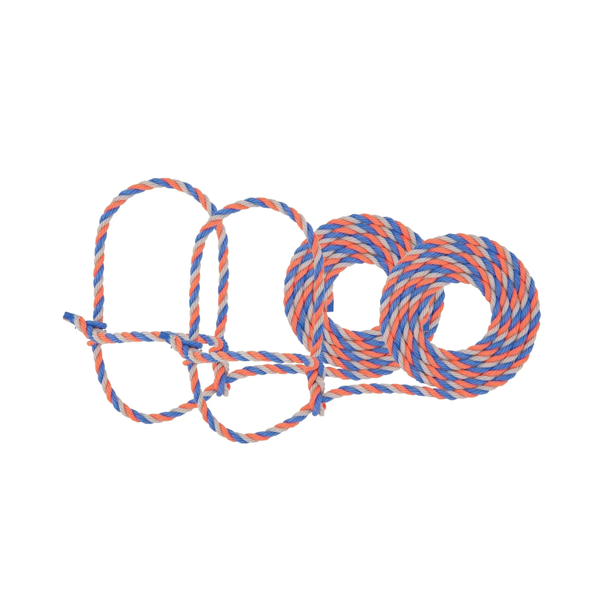 Weaver Livestock Braided Poly Rope Cattle Halter, Adjustable, Modern Style Cow Calf Halter, Livestock Handling Equipment for Showing, Blue/Coral/Gray (Pack of 2)