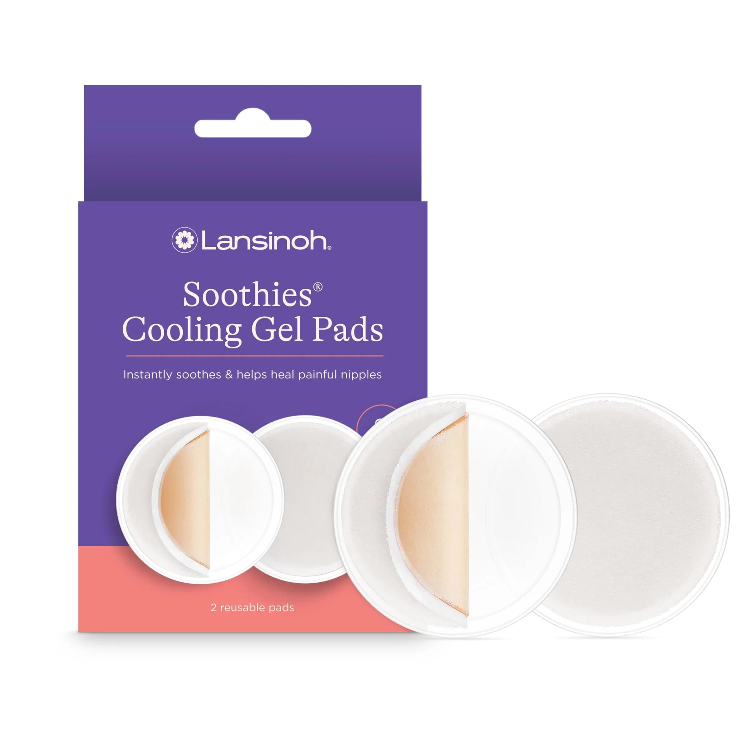 Lansinoh Soothies Cooling Gel Pads for Nursing - 4 Count Pack of 2 | Reusable Relief for Sore Nipples - main product image