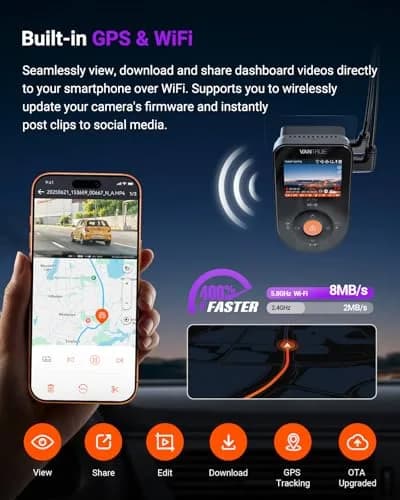 VANTRUE S1 Pro 2.7K STARVIS 2 Mini Dash Cam Front, ADAS AI Car Camera | 158° Wide, Night Vision, GPS, Wi-Fi thumbnail 6