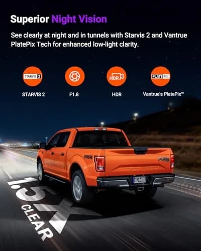 VANTRUE S1 Pro 2.7K STARVIS 2 Mini Dash Cam Front, ADAS AI Car Camera | 158° Wide, Night Vision, GPS, Wi-Fi thumbnail 8