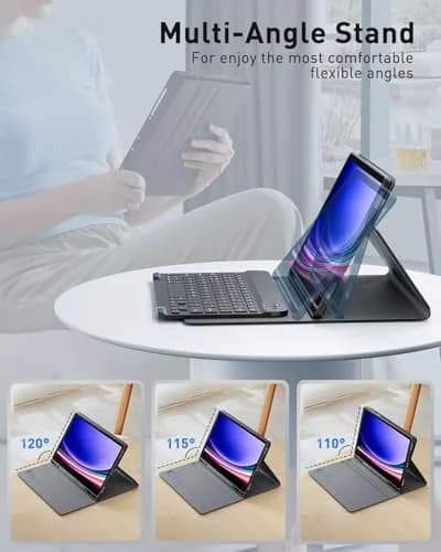 TUNKARMOR Keyboard Case with Mouse for Samsung Galaxy Tab S10 Lite/S10 FE/S9 FE/S9/S8/S7 10.9"/11" | Detachable Keyboard & Pencil Holder thumbnail 3
