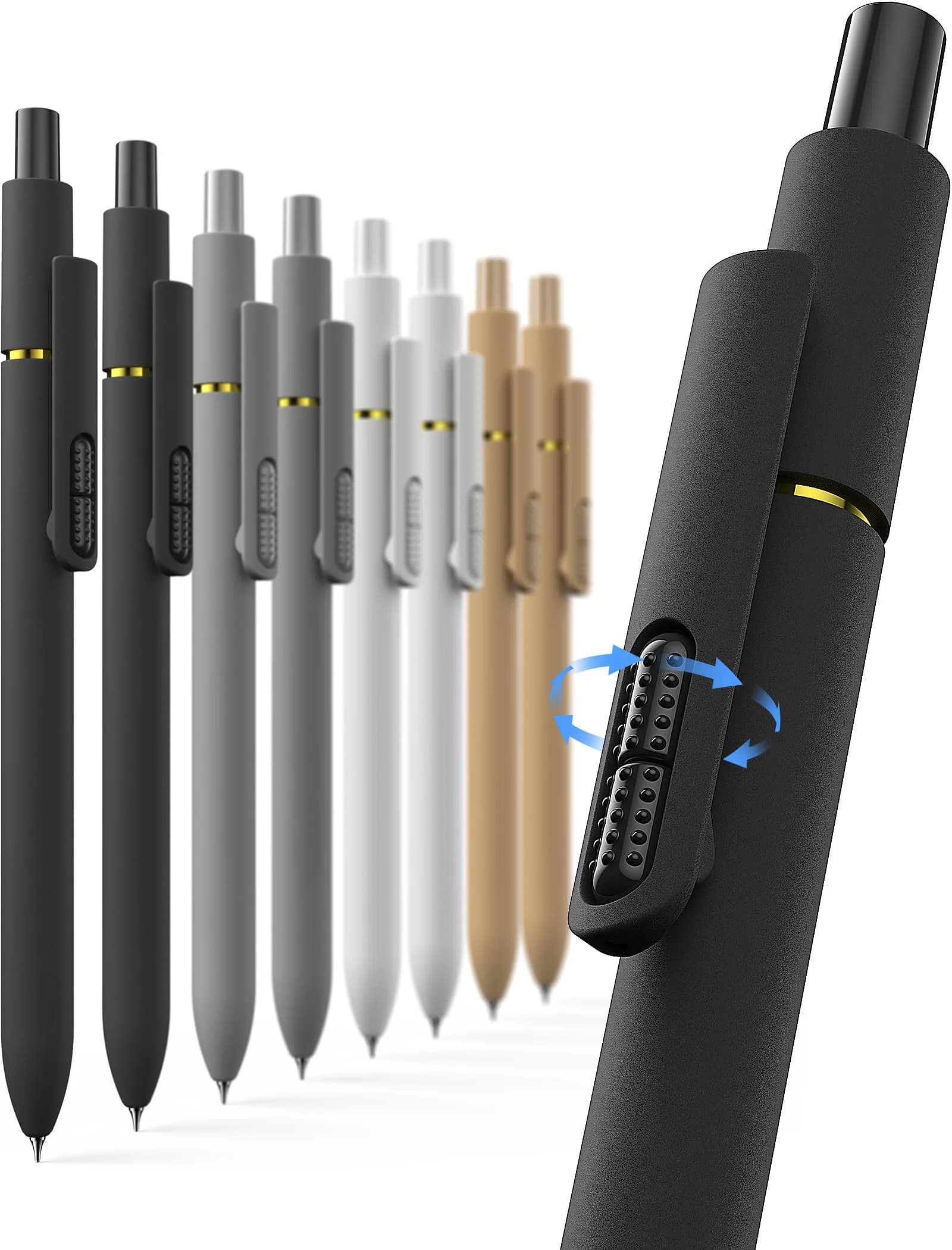 Hiacry Classic Gel Pens - 0.7mm Fine Point, Smooth Black Ink, Pack of 8 | Ideal for Office & School - main product image
