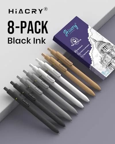 Hiacry 8 Pack Gel Pens | 0.7mm Fine Point Black Ink | Smooth Writing & Quick-Dry thumbnail 8