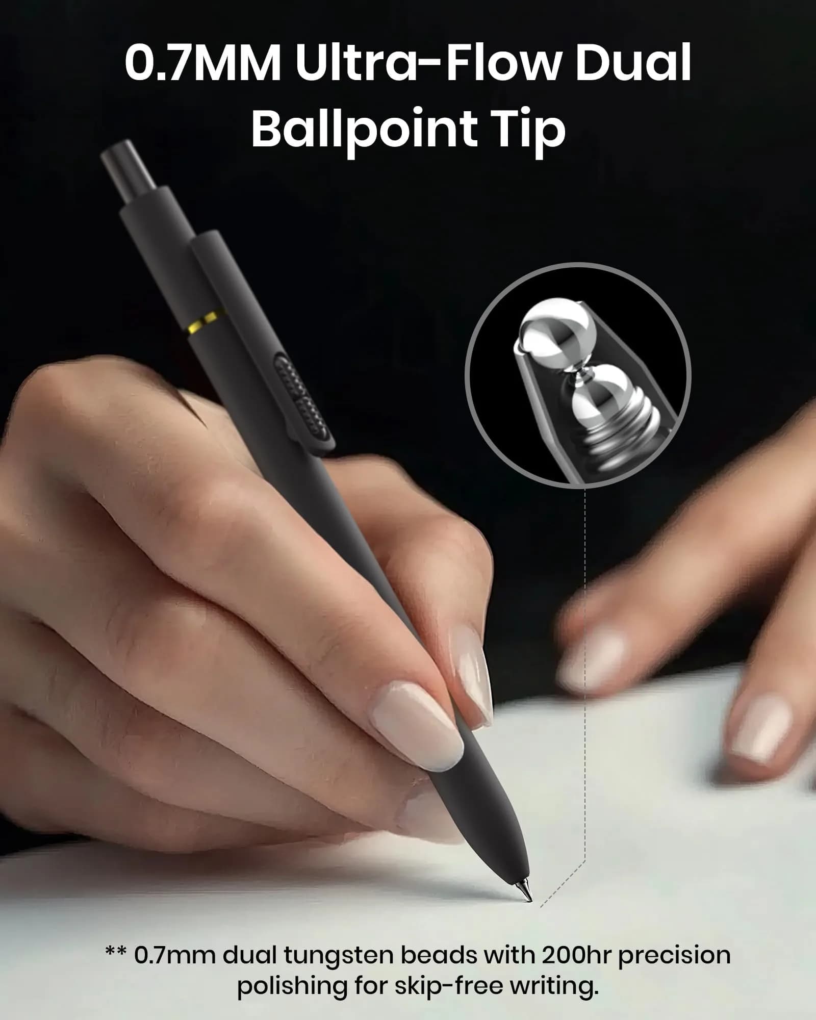 Hiacry Classic Gel Pens - 0.7mm Fine Point, Smooth Black Ink, Pack of 8 | Ideal for Office & School - view 3