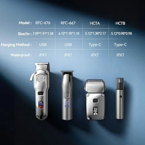 Jack & Rose Hair Clippers for Men Set 4-in-1 | Cordless Professional Hair Trimmer with LED Display thumbnail 7