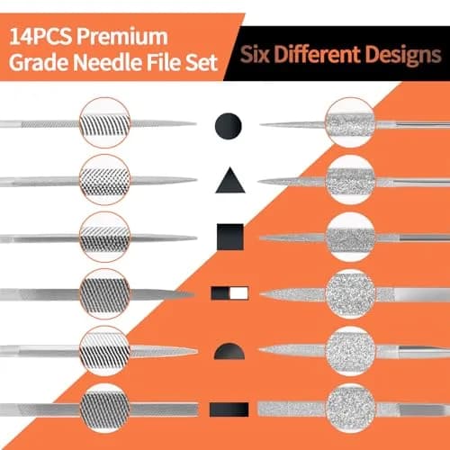 KUZURYU Needle File Set - 14PCS Small Diamond & Steel Files for Jewelry, Wood & Metal Crafting | Durable & Portable (150mm) thumbnail 4