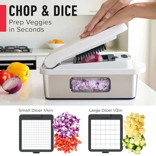 JANSKA Pro-Series 10-in-1 Multi Vegetable Chopper & Mandoline Slicer, Stainless Steel Blades, 1.13 kg (2.5 lb) | 8 Blades for Chopping, Slicing, Julienne & More thumbnail 4