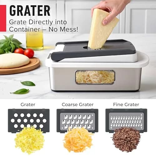 JANSKA Pro-Series 10-in-1 Multi Vegetable Chopper & Mandoline Slicer, Stainless Steel Blades, 1.13 kg (2.5 lb) | 8 Blades for Chopping, Slicing, Julienne & More thumbnail 5