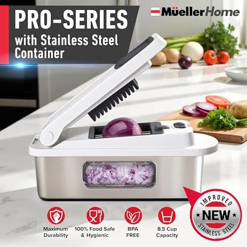 JANSKA Pro-Series 10-in-1 Multi Vegetable Chopper & Mandoline Slicer, Stainless Steel Blades, 1.13 kg (2.5 lb) | 8 Blades for Chopping, Slicing, Julienne & More thumbnail 2