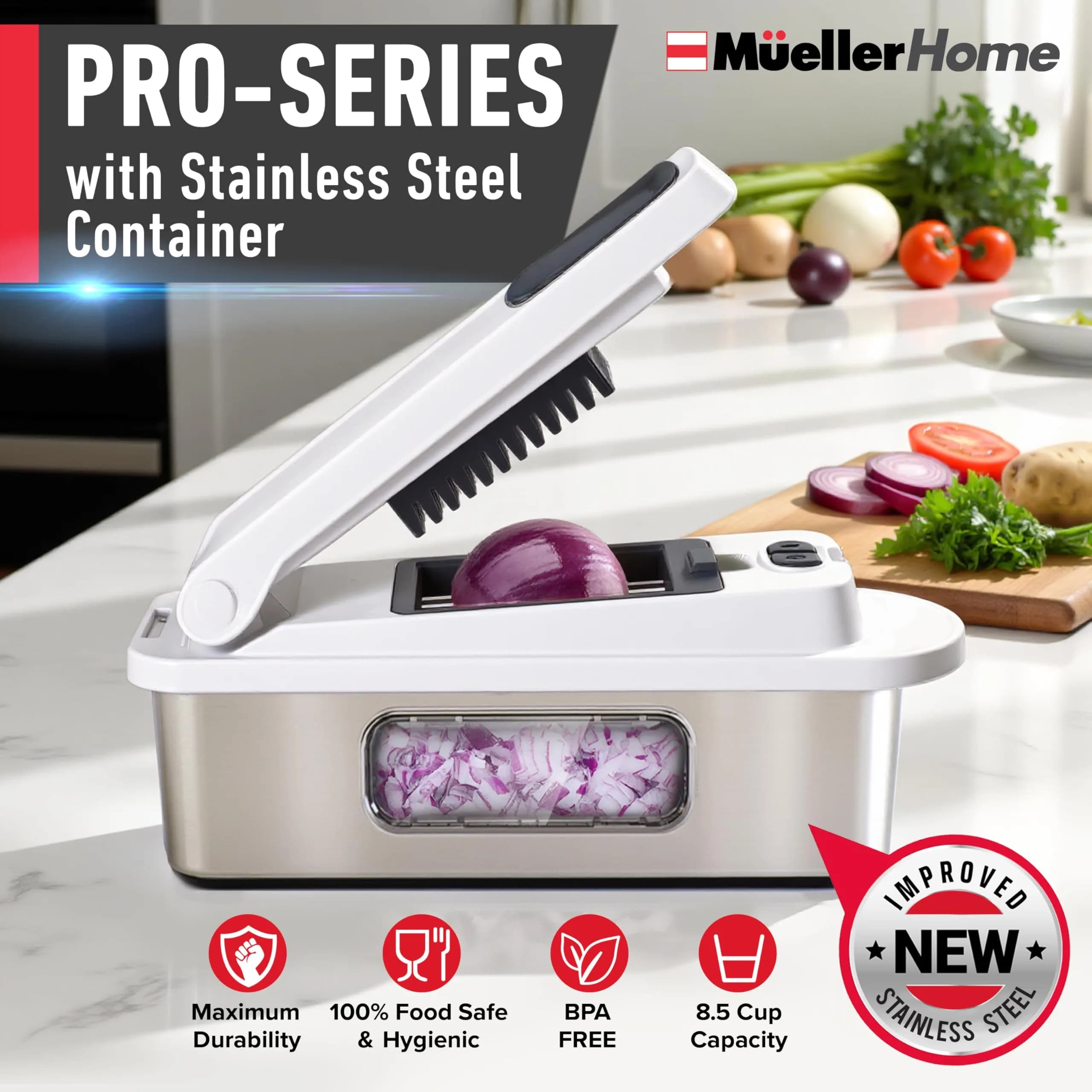 JANSKA Pro-Series 10-in-1 Multi Vegetable Chopper & Mandoline Slicer, Stainless Steel Blades, 1.13 kg (2.5 lb) | 8 Blades for Chopping, Slicing, Julienne & More - view 2