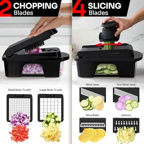 JANSKA Ultimate 12 Blade Vegetable Chopper & Mandoline Slicer 1.32 kg (2.9 lb) | Multi-Functional Kitchen Tool thumbnail 4