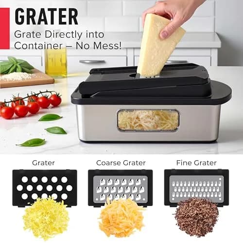 JANSKA Pro-Series 10-in-1 Stainless Steel Multi Vegetable Chopper & Mandoline Slicer | 1.13 kg (2.5 lb) Stainless Steel/Black thumbnail 5