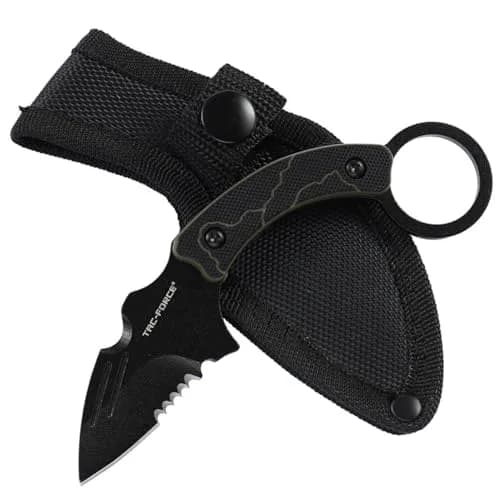 Tac-Force Fixed Blade Knife, 5.5 Inches Overall, G10 Handle with Finger Ring, Black Nylon Sheath for Hunting, Camping, Outdoor thumbnail 1