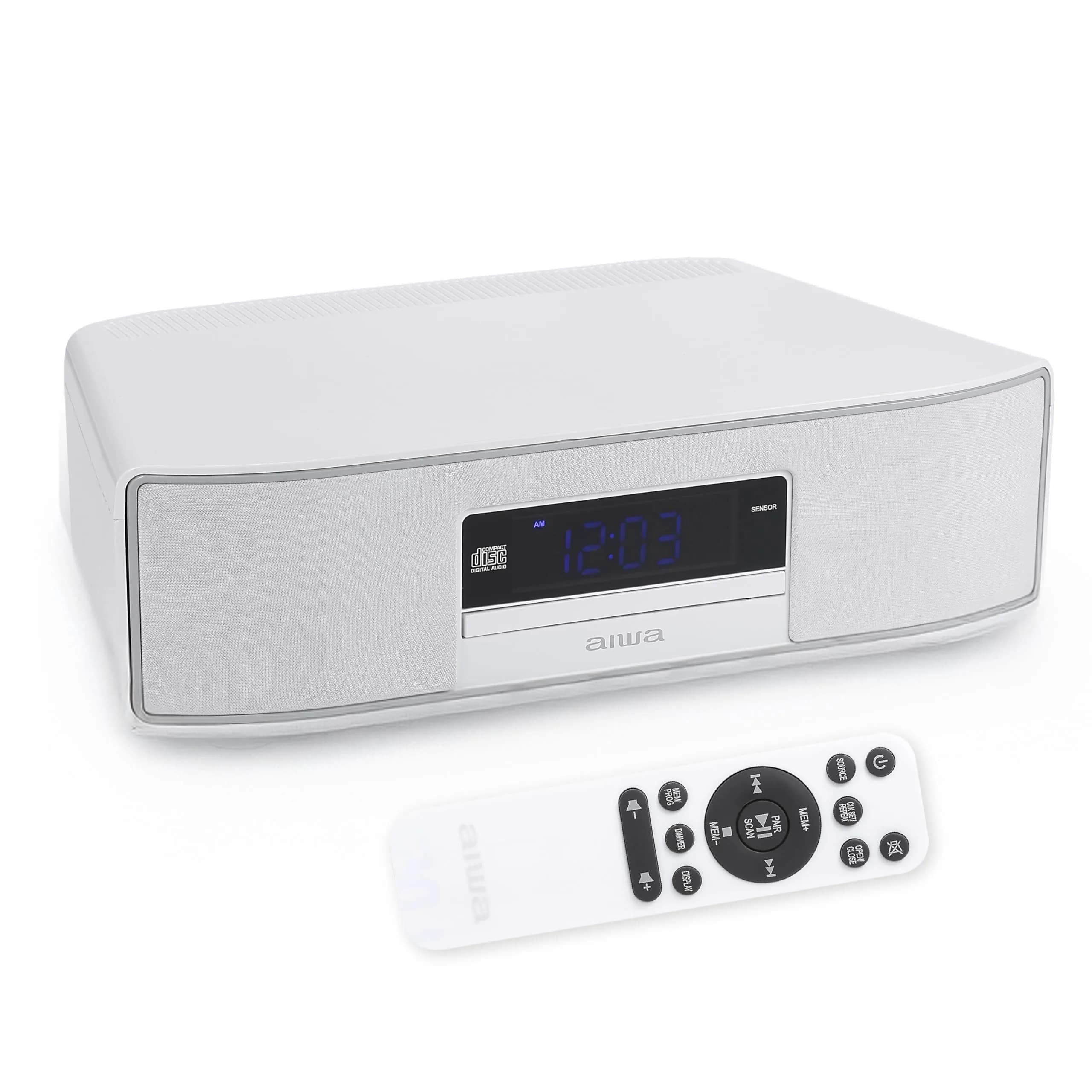 Aiwa Exos Home 30W Bluetooth Speaker with CD Player & FM Radio | Rich Sound, Built-In CD, FM Presets — White