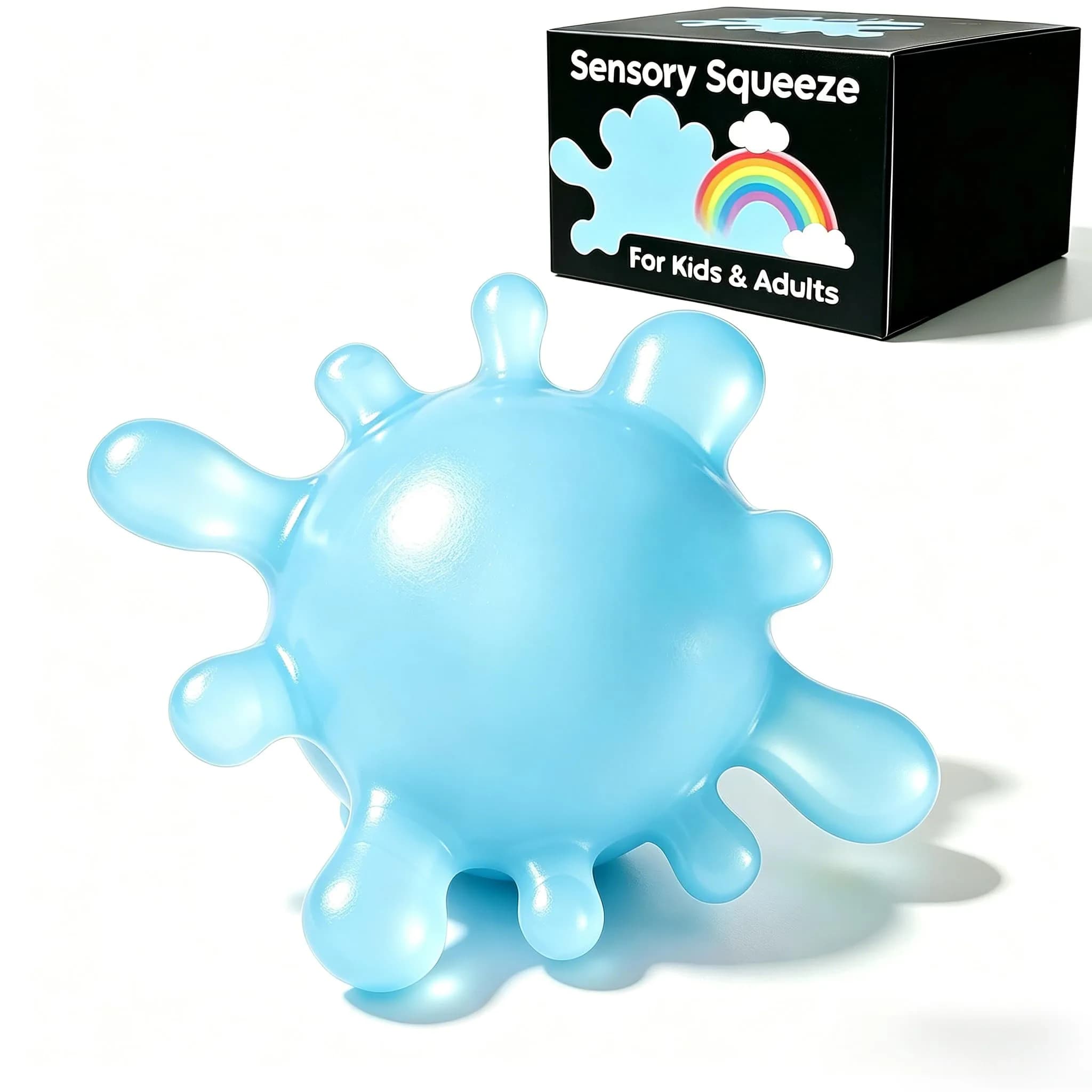 Drephere Splat-Tastic Squishy Stress Ball Toy | Textured Sensory Cube for Kids & Adults, Blue, 8.7cm (3.15"x3.15"x1.57")
