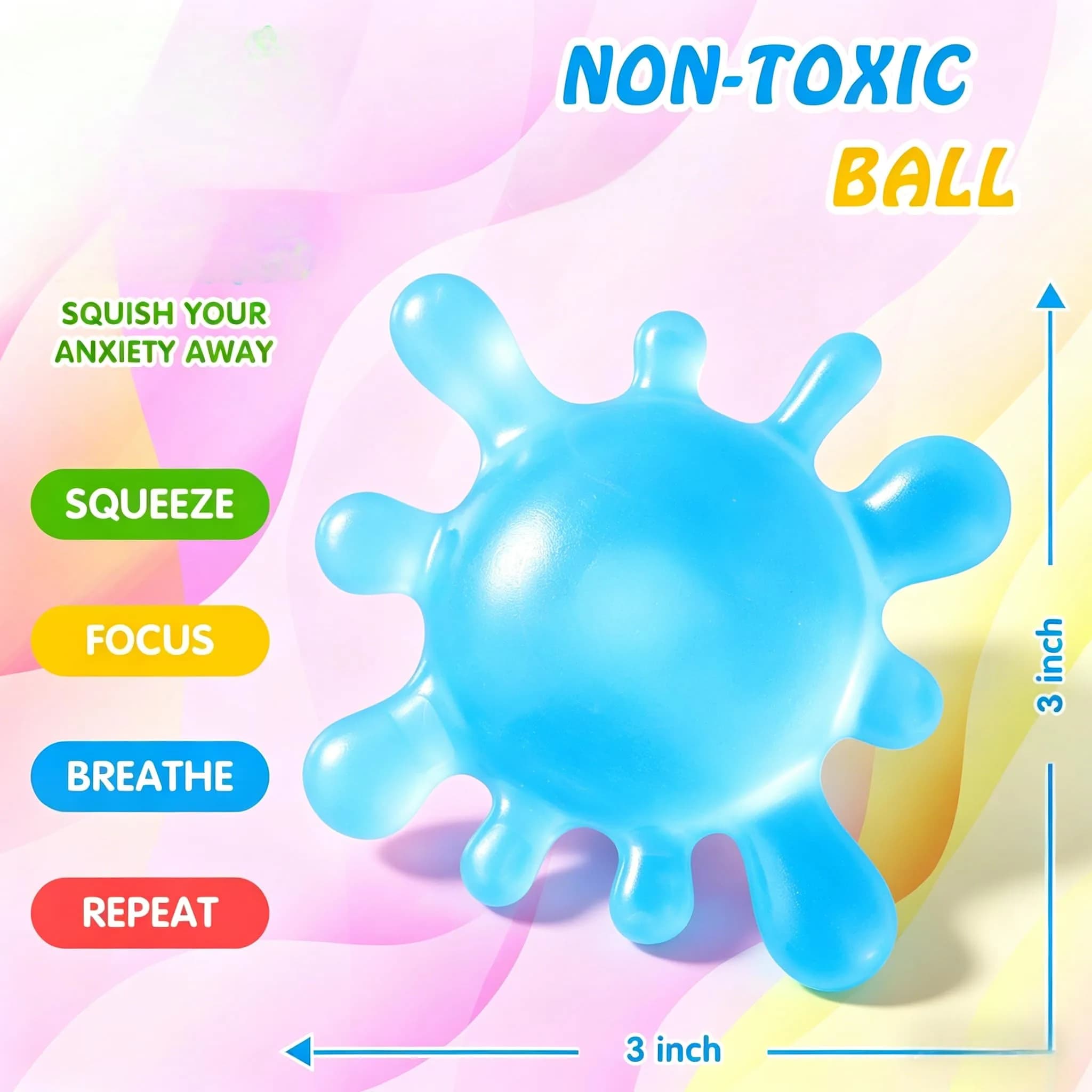 Drephere Splat-Tastic Squishy Stress Ball Toy (Purple, 3.15" x 3.15" x 1.57") | Sensory Fidget Toy for Kids - view 3