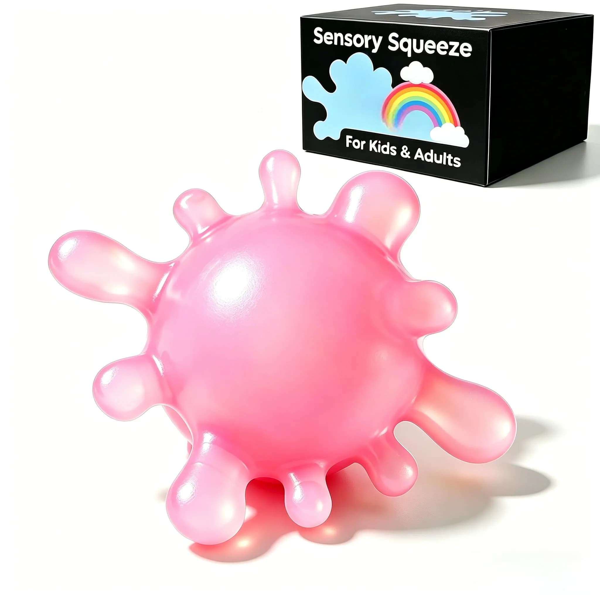 Drephere Splat-Tastic Squishy Stress Ball Toy (Pink, 3.15" x 3.15" x 1.57") | Sensory Fidget Toy for Kids - main product image