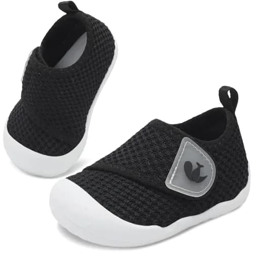 FEETCITY Baby Walking Shoes Wide Infant Sneakers Lightweight Black | Safe & Breathable for First Steps thumbnail 1