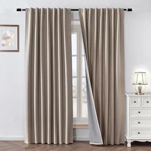 Zyvola 100% Blackout Curtains 52"W x 90"L | Thermal Insulated Room Darkening (120 chars) thumbnail 1