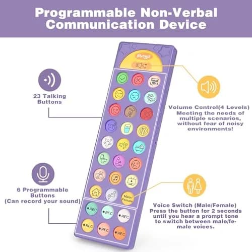 Joyreal AAC Device for Autism, Speech Therapy & Stroke Rehab Talking Aid with 23 Buttons & Adjustable Volume, Purple thumbnail 2
