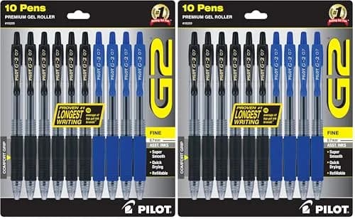 PILOT G2 Premium Gel Pens, 0.7mm Fine Point, 20 Pens (10 Black, 10 Blue) | Smooth Writing & Long-Lasting Ink thumbnail 1