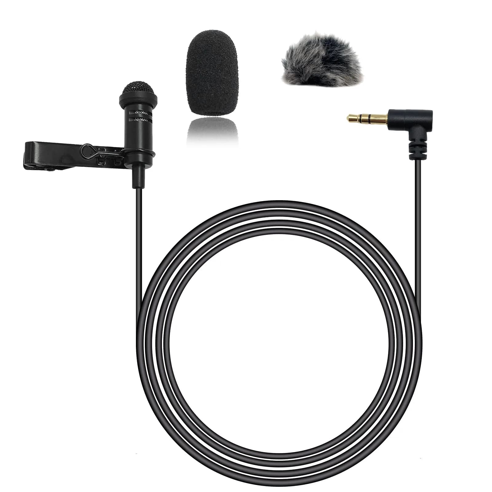 NewTH Omnidirectional Lavalier Lapel Microphone for DJI Mic 2 & Rode Wireless GO 2/II Transmitters - 1.5m (4.9ft) TRS Cable — 3.5mm TRS Plug (DJI and Rode)