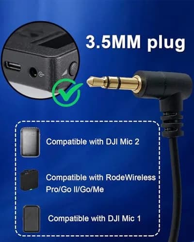 NewTH Omnidirectional Lavalier Lapel Microphone for DJI Mic 2 & Rode Wireless GO 2/II Transmitters - 1.5m (4.9ft) TRS Cable thumbnail 2