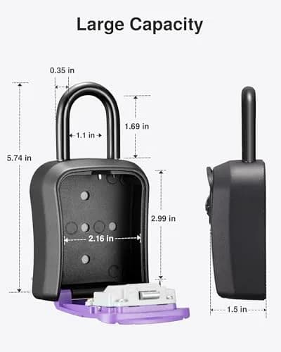 Puroma Outdoor Key Lock Box Purple 14.6cm (5.75 inch) | Resettable 4-Digit Combination Lockbox for Home Wall Mount thumbnail 6