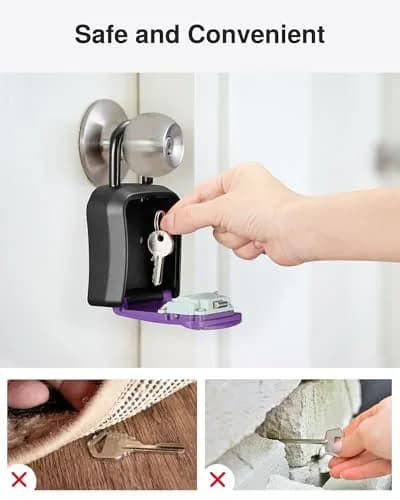 Puroma Outdoor Key Lock Box Purple 14.6cm (5.75 inch) | Resettable 4-Digit Combination Lockbox for Home Wall Mount thumbnail 7