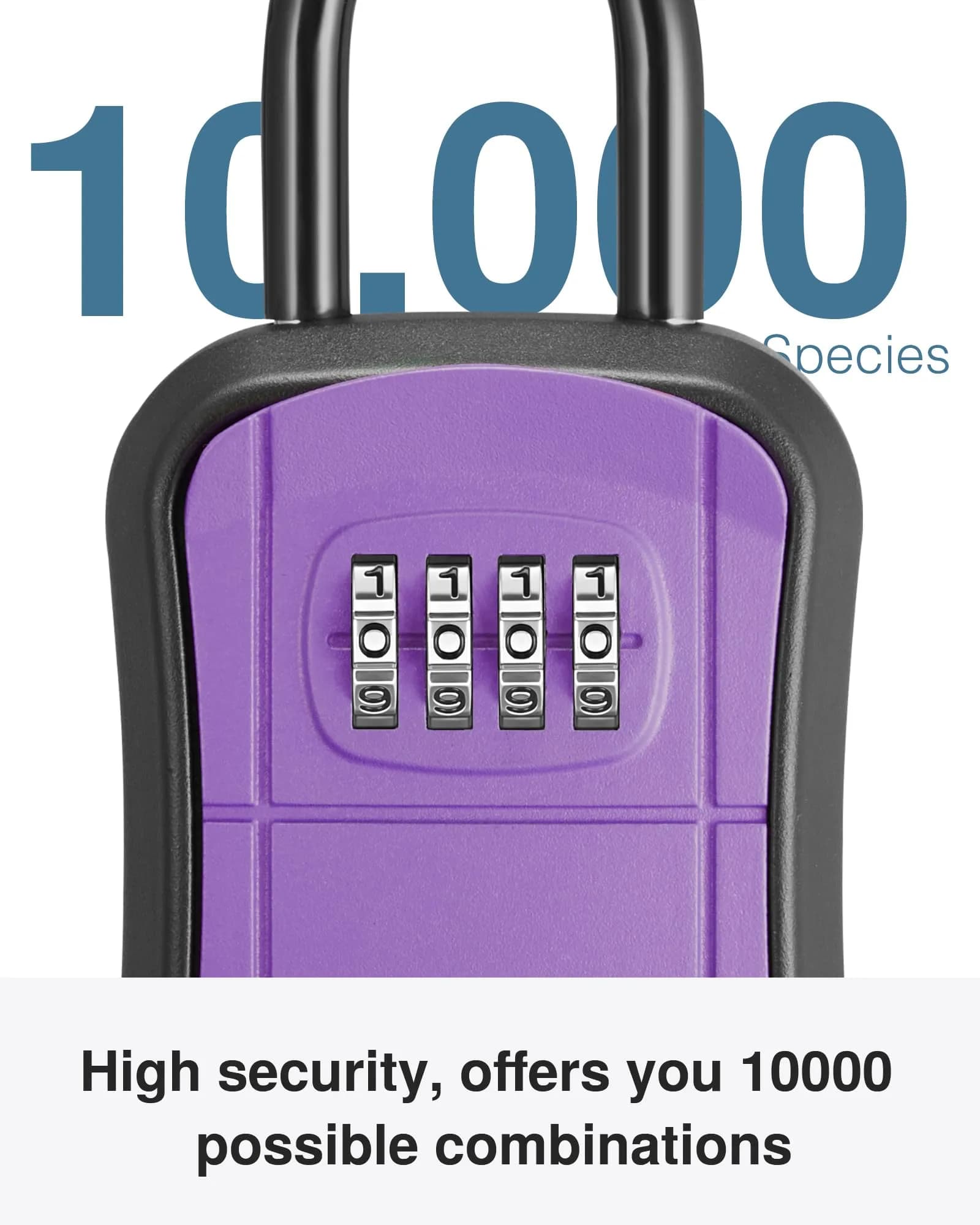 Puroma Outdoor Key Lock Box Purple 14.6cm (5.75 inch) | Resettable 4-Digit Combination Lockbox for Home Wall Mount - view 2