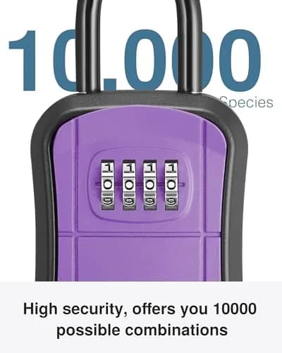 Puroma Outdoor Key Lock Box Purple 14.6cm (5.75 inch) | Resettable 4-Digit Combination Lockbox for Home Wall Mount thumbnail 2