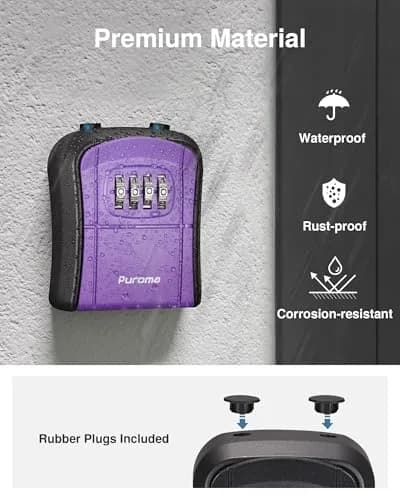 Puroma Outdoor Key Lock Box Purple 14.6cm (5.75 inch) | Resettable 4-Digit Combination Lockbox for Home Wall Mount thumbnail 3